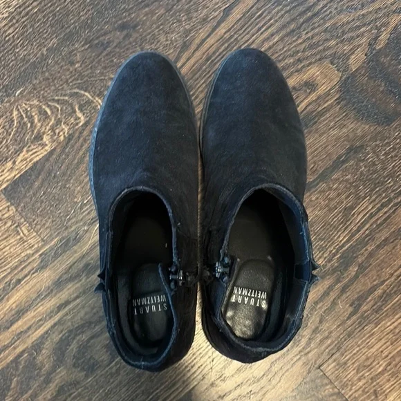 Stuart Weitzman Black Leather Ankle Boots - Picture 7 of 9